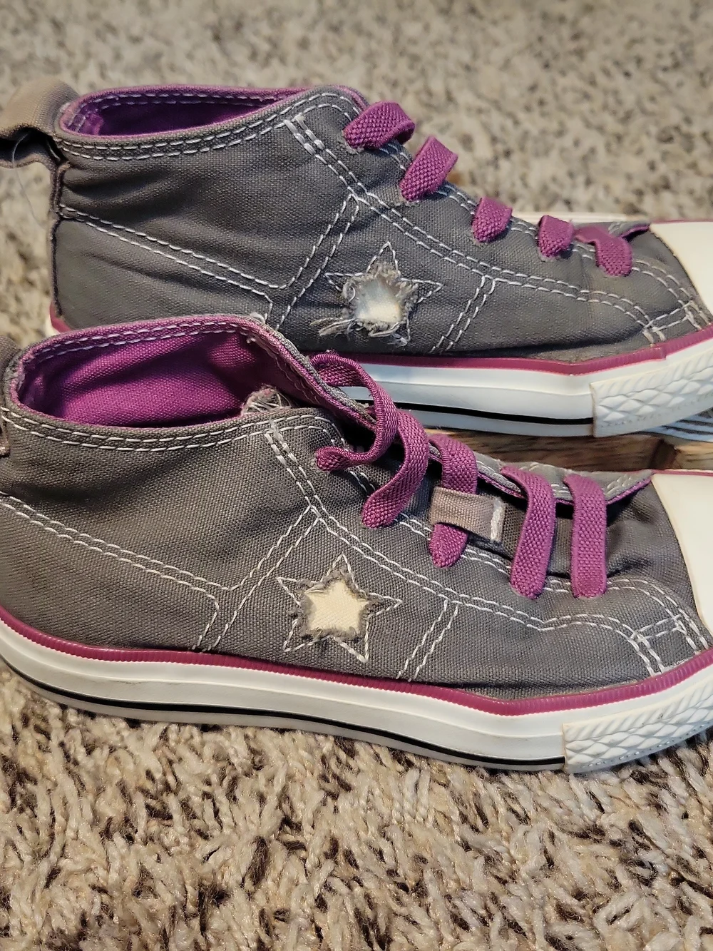 Converse One Star Youth Low 'No time to lace' Gray Purple Sneakers Youth US 12